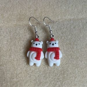*3 for $20* Holiday Polar Bear in Scarf Earrings